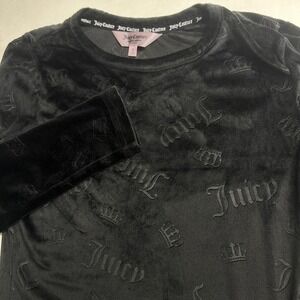 Juicy Couture Pajama Shirt Womens Small Velour Loungewear Black‎ Sleepwear